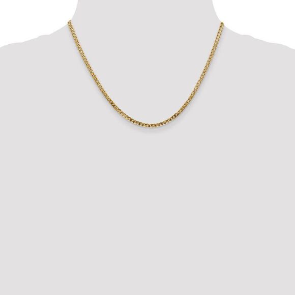 2.9mm 14k Yellow Gold Solid Beveled Curb Chain Necklace, 18 Inch - Picture 2 of 8
